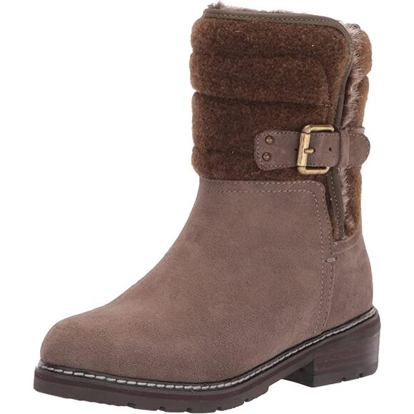 Blondo Women's Ankle Zip Vicky Leather Weatherproof Boot Buckle Dark Taupe 9.5 - Picture 1 of 14